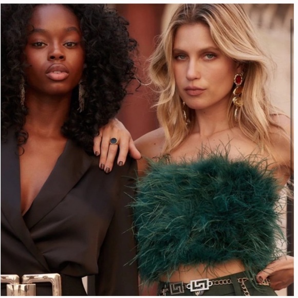 12th Tribe CHANEL EMERALD FAUX FEATHER TOP, Sz Small NWT - Picture 5 of 12